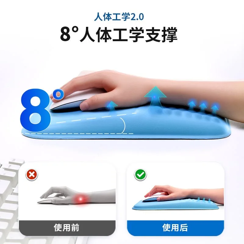 Mouse pad integrated mouse wrist guard pad, memory cotton office handrest, mouse pad, ergonomic palm rest