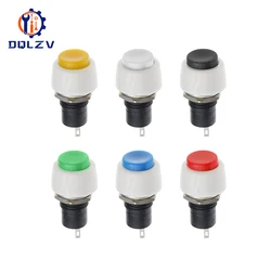 DS-451 Reset Self-locking Round Small Push Button Switch Terminal 250V 2A Red Green Copper Pin 10mm Mounting Hole DS-450