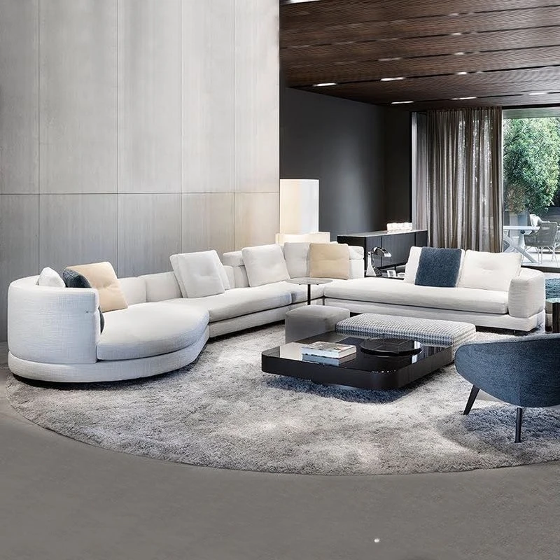 Sofa large apartment living room light luxury special-shaped corner combination minimalist process sand
