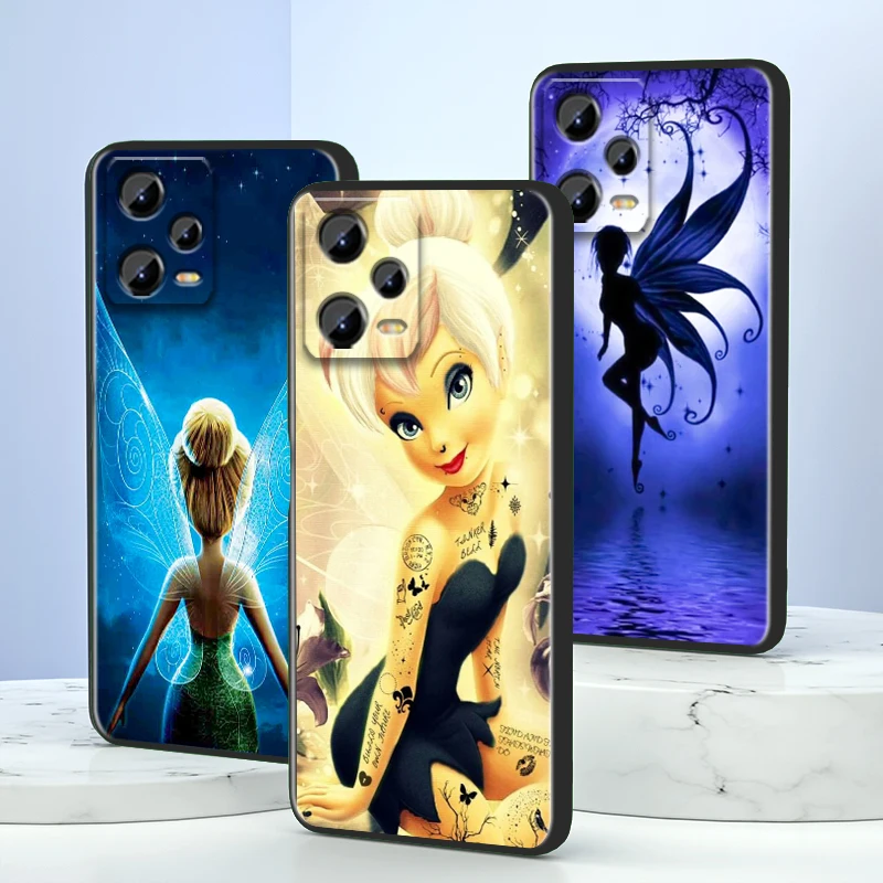 Disney Cartoon Peter Pan Tinker Bell For Xiaomi Redmi Note 13 12R 12 12S Turbo 11 11T 11S 10 10S Pro Plus 5G Black TPU