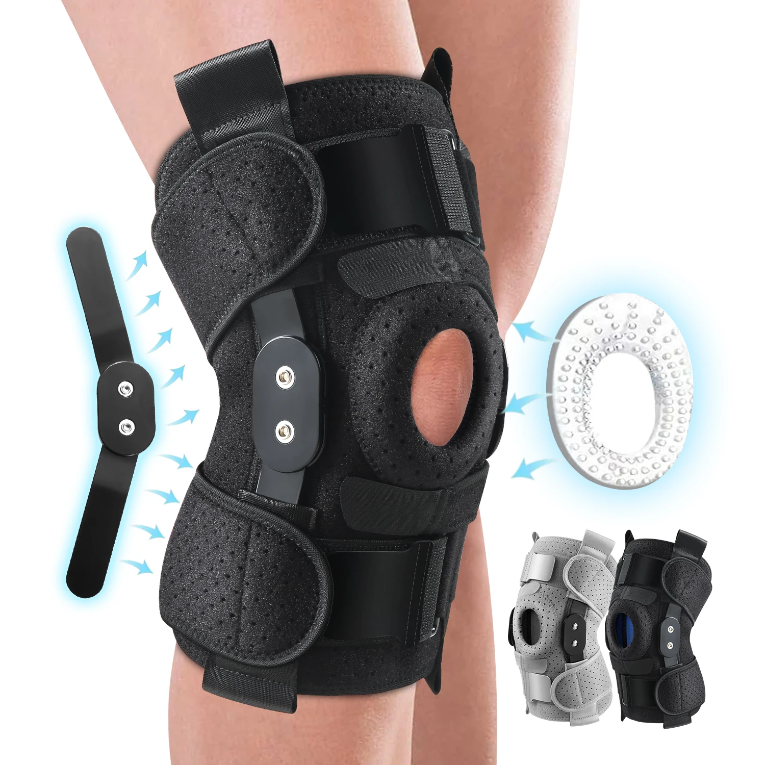 

Hinged Knee Brace with Side Stabilizers & Patella Gel Pads Knee Pain for Men Women Meniscus Tear Acl Mcl Injury Recovery