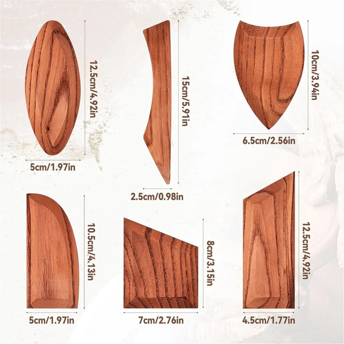 Top Sale Pottery Ribs 6 Pack, Pottery Trimming Tools Pottery Foot Shaper Plaster Sculpting Rib Membrane Removal Tool