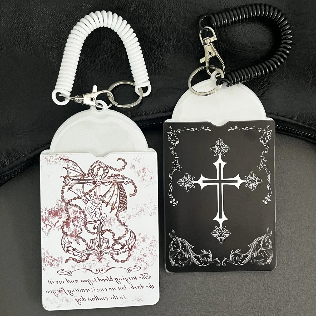 Photocard Holder Gothic Style Black White Cross K-Pop Photo Holder Classical European 3-3.5-In Anime Game Card Storage Clip