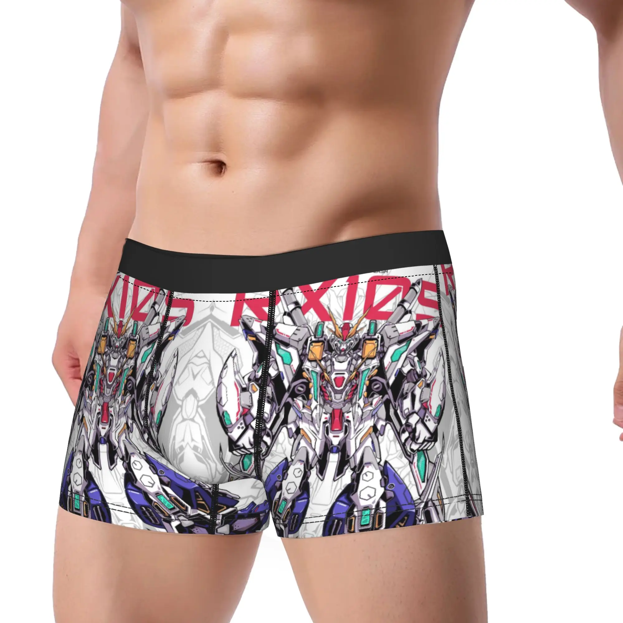 Gundam - Robot Anime Boxer Shorts  3D Pouch Underwear High Quality Custom DIY Shorts Briefs Funny Male Underpants Large Size
