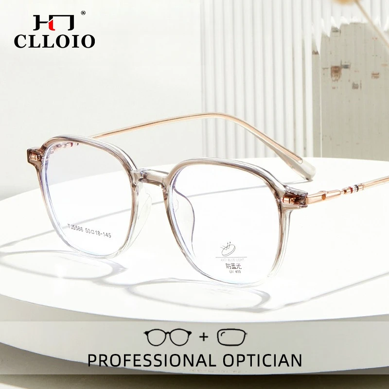 

CLLOIO Vintage Versatile Durable TR90 Reading Glasses Blue Light Blocking Square Myopia Glasses Progressive Prescription Eyewear