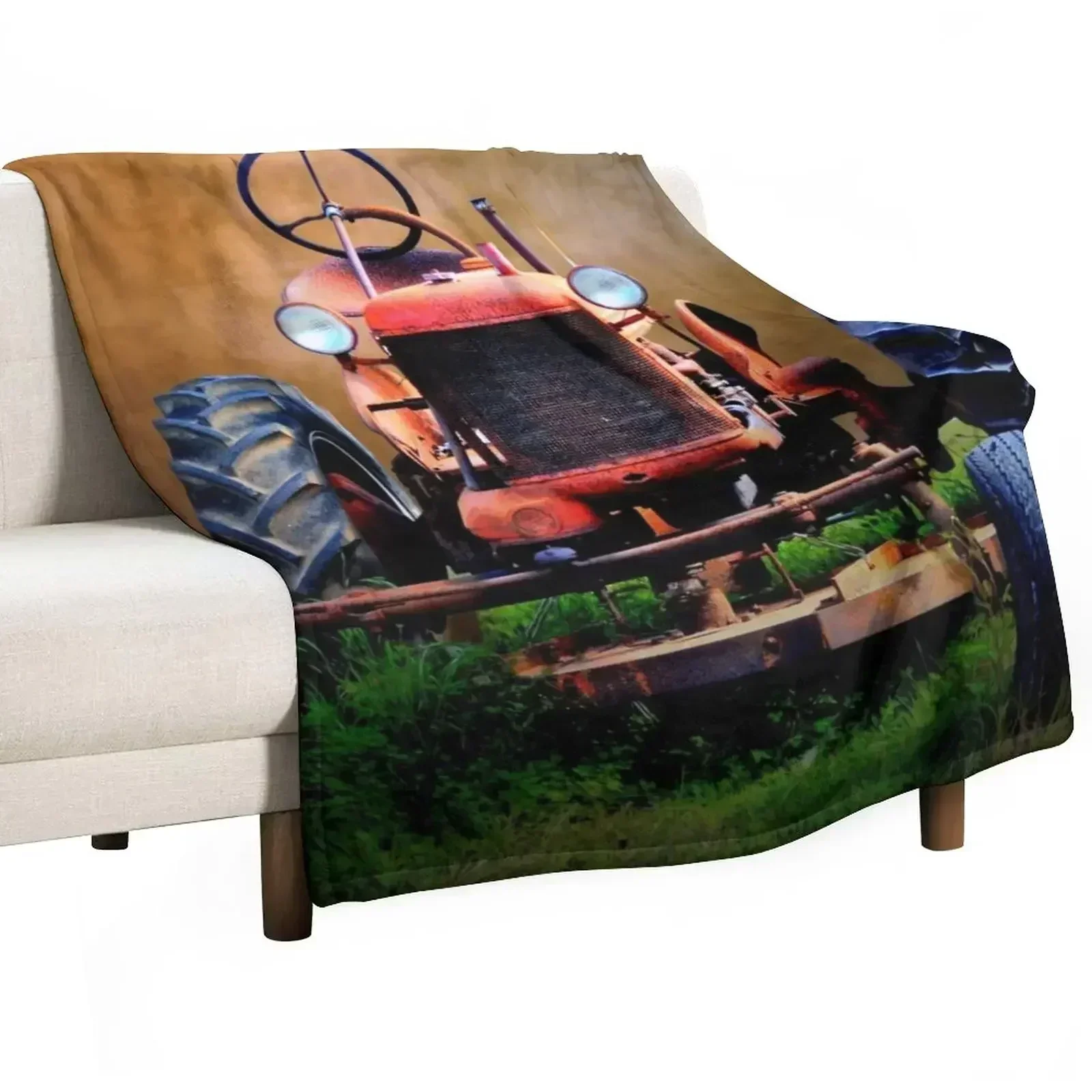 Rusty Old Tractor Throw Blanket wednesday Travel Comforter Kid'S Vintage Sofas Blankets