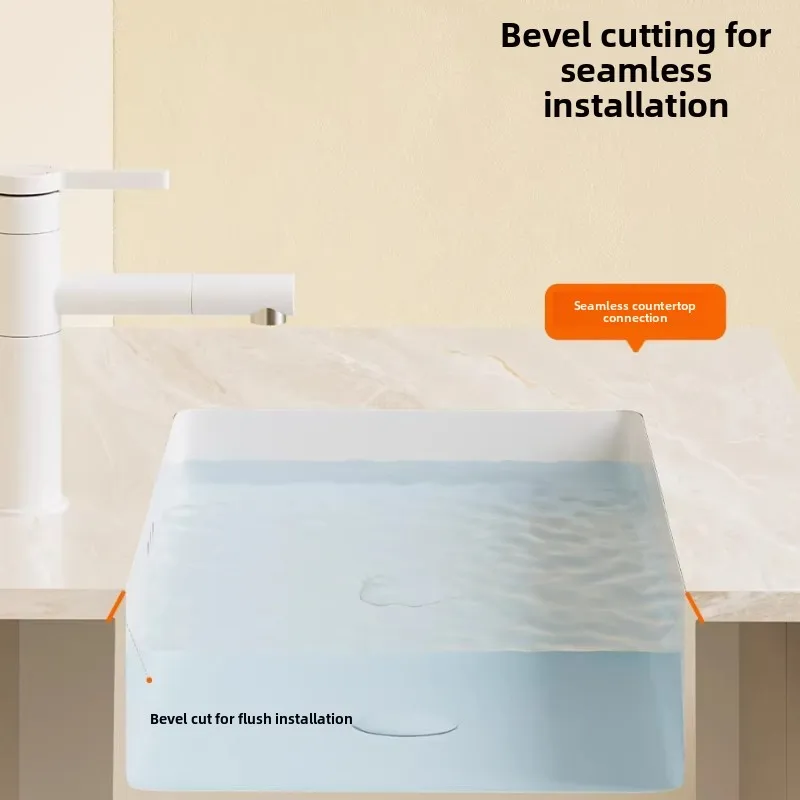 Seamless Connection Flat Bottom Square Under The Table Basin Ceramic Embedded Arc Bottom Wash Basin