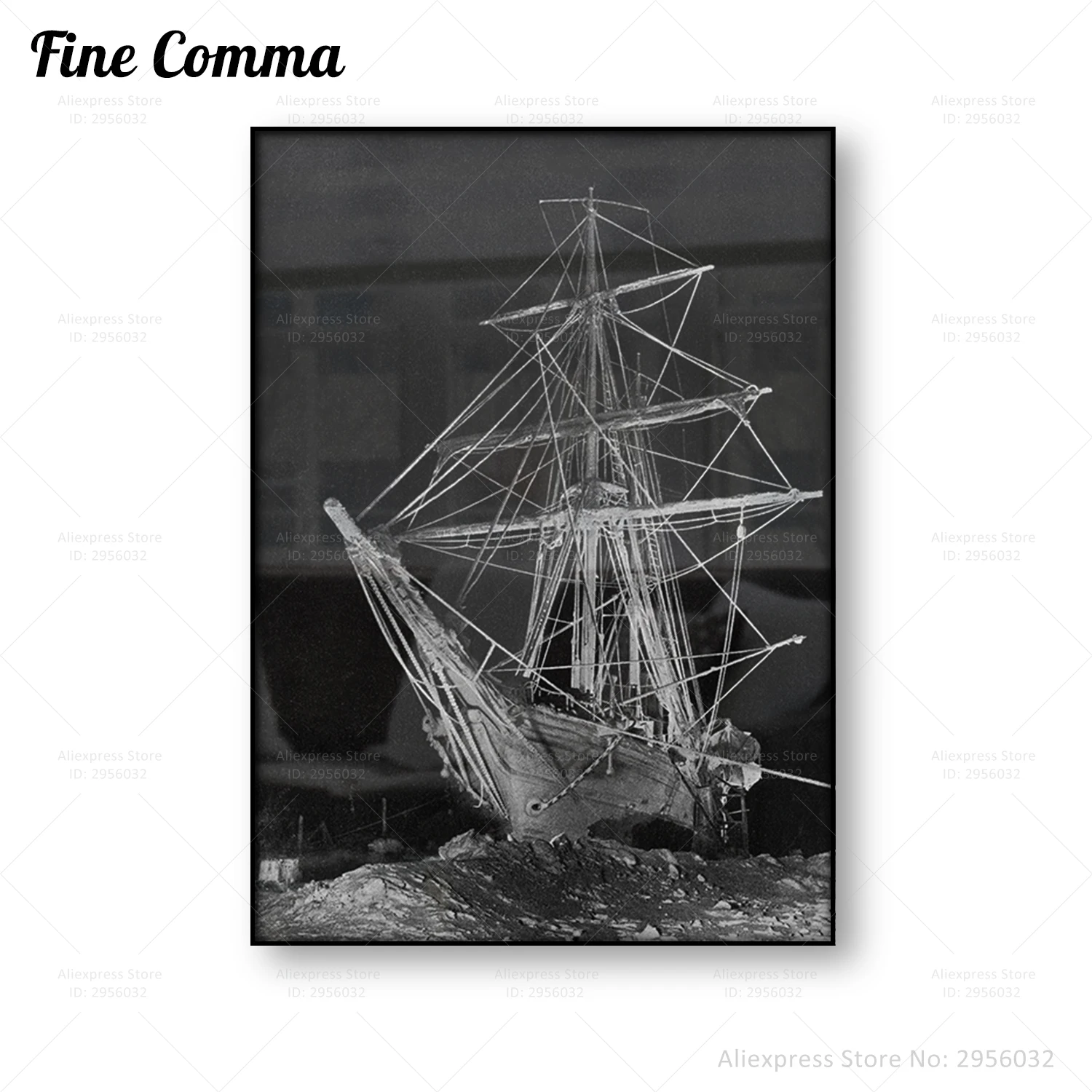 Sailing Ship Endurance at Midwinter The Long Long Night Vintage Poster Antqiue Photo Wall Art Canvas Print Painting Home Decor