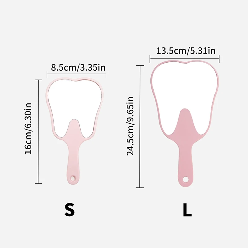 1PC Specchio per bocca dentale Specchio a forma di dente Specchio per trucco in plastica infrangibile portatile Accessori dentali Regalo per dentista