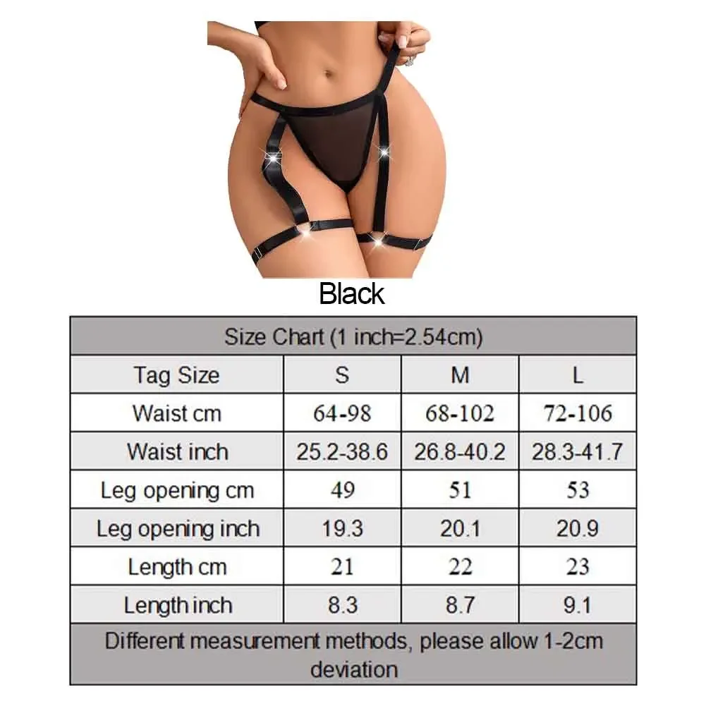 Womens Sexy Seamless Thong Leg Circumference With Garters Mesh Briefs Transparent Panties G-string V-Waist Underpants T-back