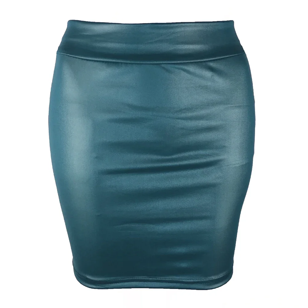 Women Mini Skirt PU Leather Elasticity High Waist Fit Skinny Matte Cozy Skirt