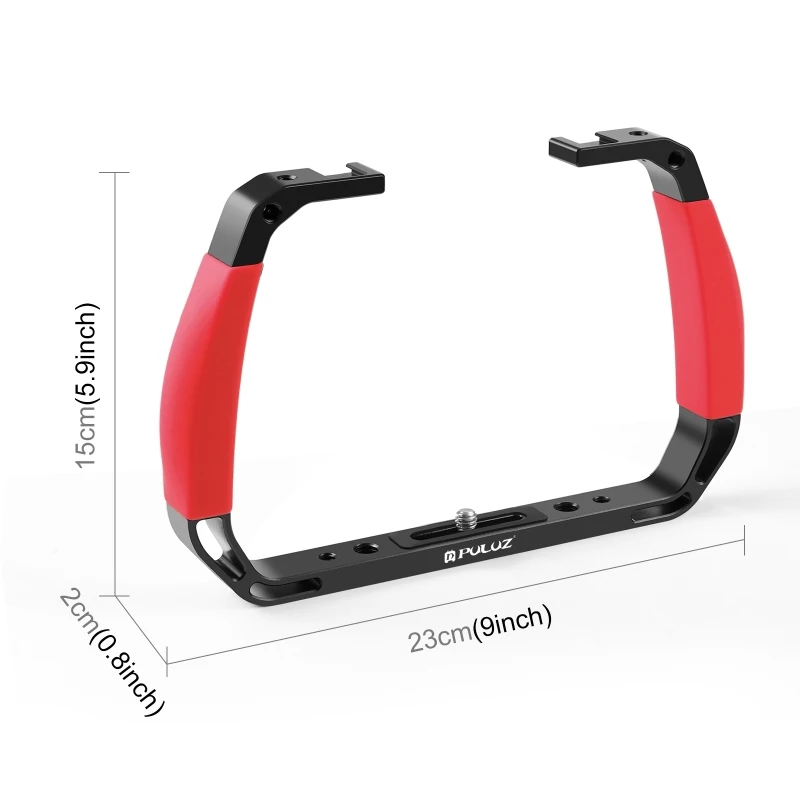 PULUZ Dual Silikon Griff Aluminium Legierung Tablett Stabilisator Rig Für Unterwasser Kamera Gehäuse Fall Tauchen Halterung Für GoPro DSLR – Detail 12