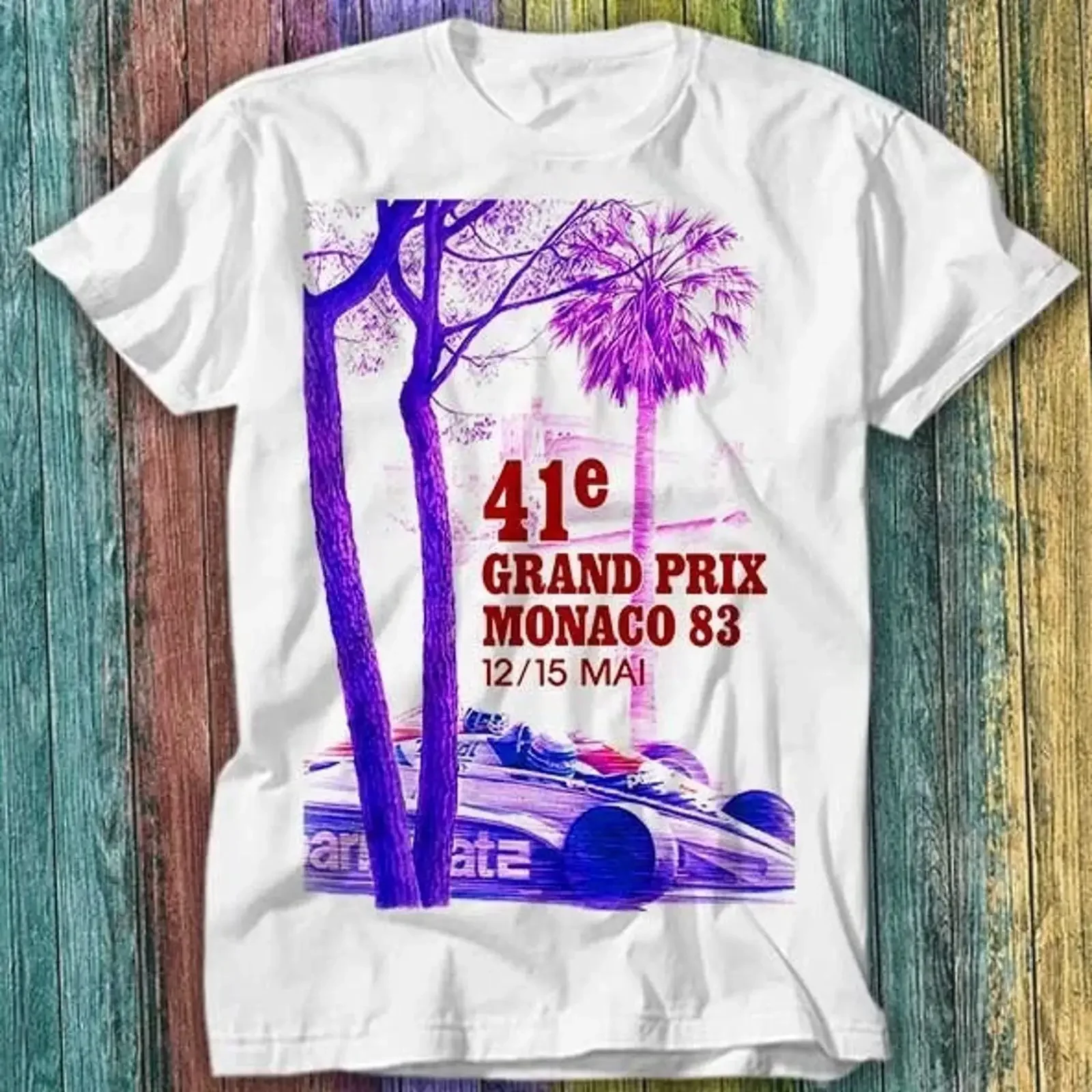 1983 Monaco Grand Prix Racing T Shirt Top 553 vintage Washed Stretched homme designer clothes Unisex Casual