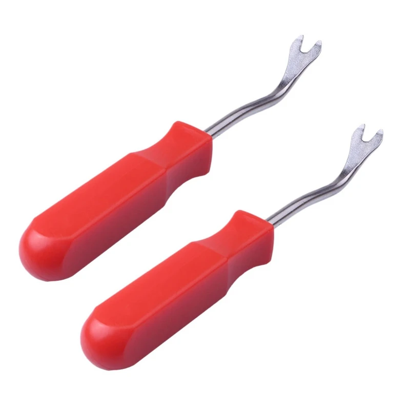 2X Car Door Interior Trim Clip Panel Upholstery Fastener Clip Remover Tool Screwdriver Nail Puller 4 Inch Red