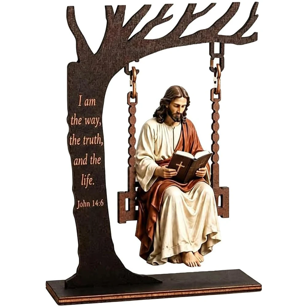 Ornement de balançoire Jésus Chrétien, Décoration de bibliothèque Jésus 2D plat sur balançoire, Je suis le chemin, la vérité et la vie, Jean 14:6
