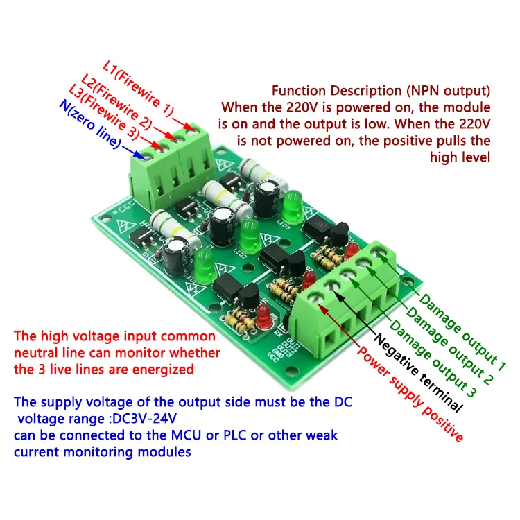 AC 220V 1/3/8 Channel MCU TTL Level 8 Ch Optocoupler Isolation Test Board Isolated Detection Tester PLC Processors Module