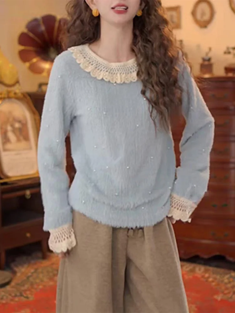 

Korean Sle Anti-Aging Knitted Sweater Women's Loose Casual round Ne Slimming Winter New Faion Top Trendy