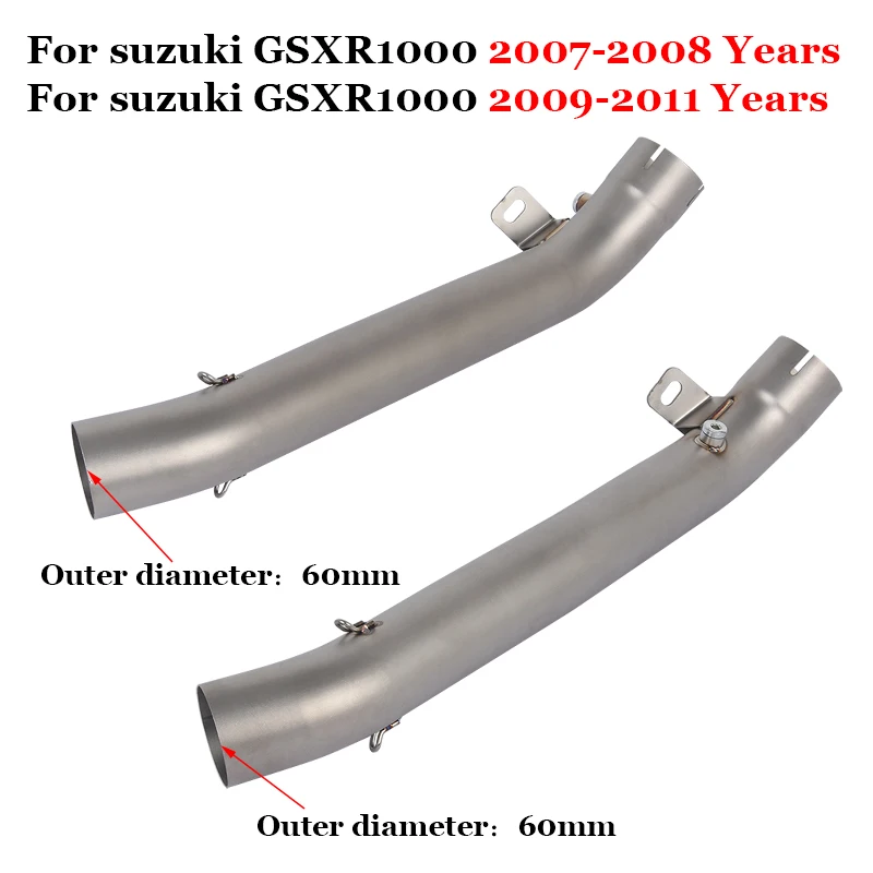 

Slip On For Suzuki GSXR1000 GSXR 1000 K7 K8 2007 - 2011 Motorcycle Exhaust Escape System Stainless Steel 60mm Mid Link Pipe