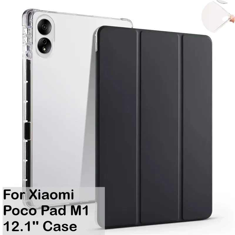 

With Pencil Holder Smart Case for Xiaomi Poco Pad M1 2025 Redmi Pad 2 Pro 12.1inch Soft TPU Back PU Stand Shockproof Cover Funda