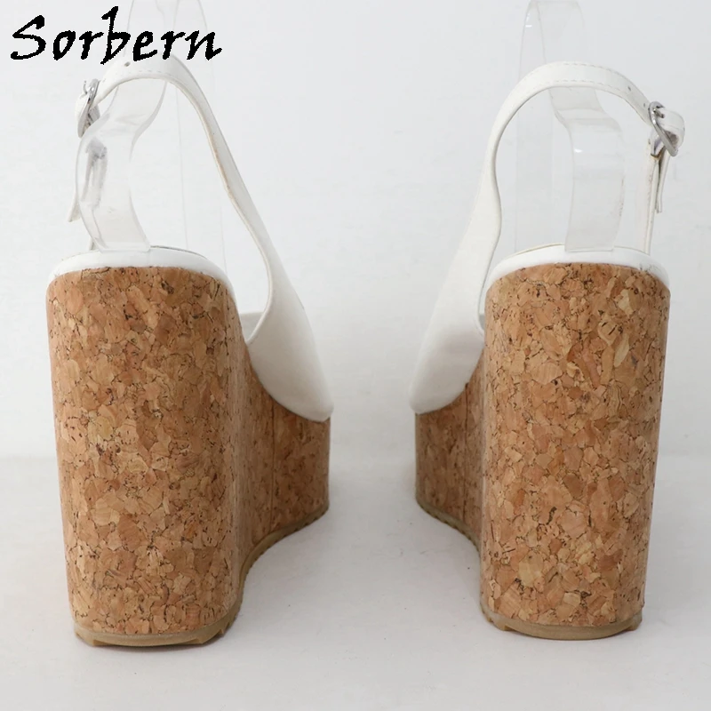 Sorbern Extra Wide Women Pump Wedge High Heels Summer Slingback Slip On Shoes Size EU42 Unisex Shoe Fetish Custom Color