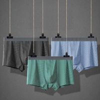 4PCS Breathable Stripe Men's Flat Panties Mid Waist Briefs Sporty Boxers Shorts Underpants Large Size Men's Underwear Man