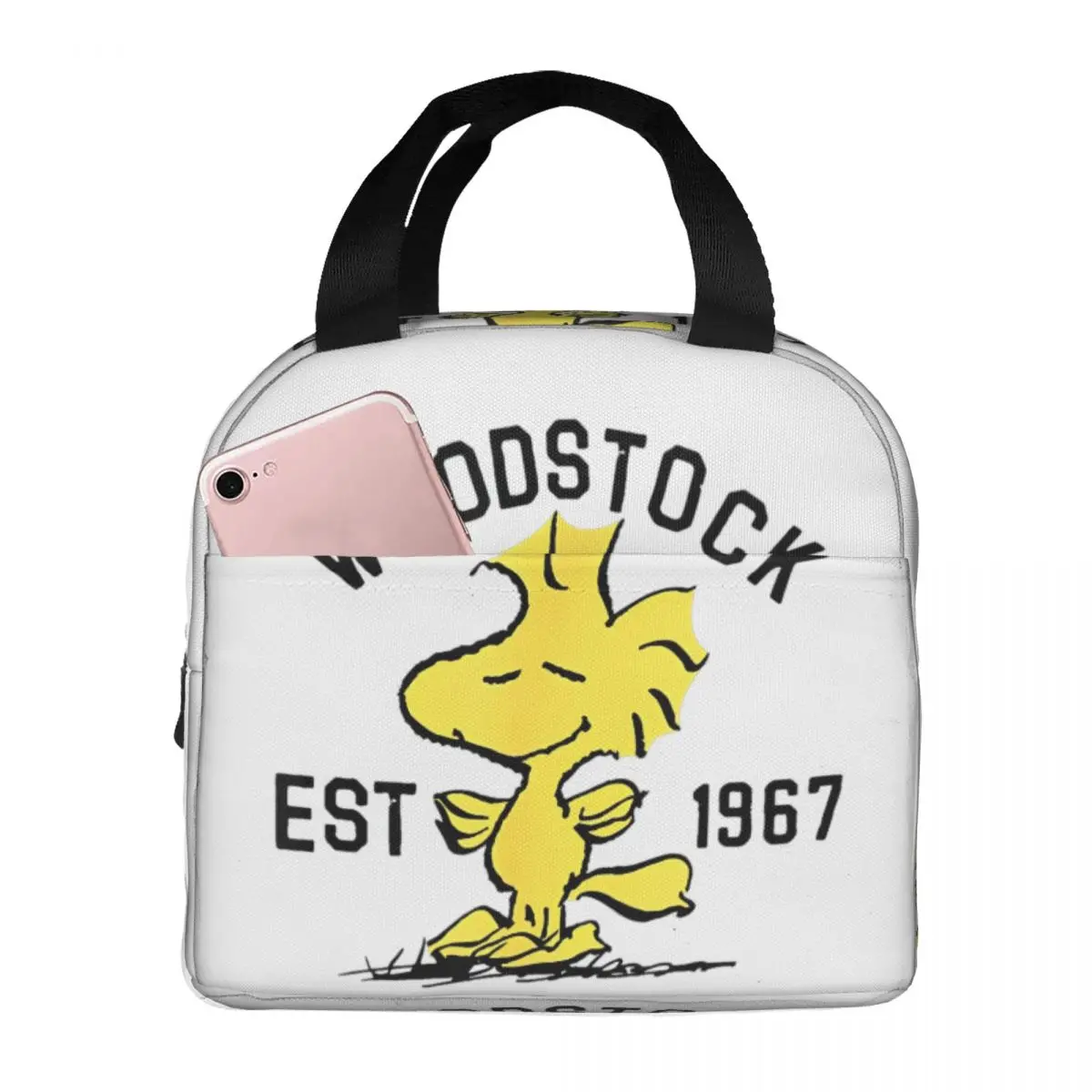 Desenhos animados isolados Lunch Bag, Snoopy Woodstock, Recipiente à prova de vazamentos, Saco térmico, Tote Lunch Box, Piquenique Food Bag, Trabalho