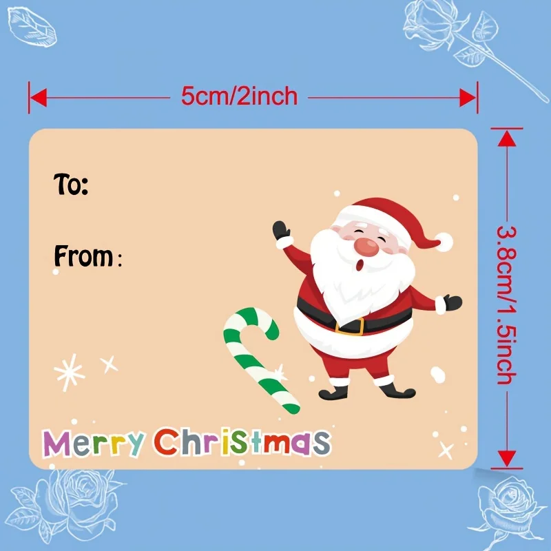 1roll/200pcs Christmas Gift Labels -Self-Adhesive Writable Labels with Santa,Reindeer,Merry Christmas Text - Red & Green Holiday