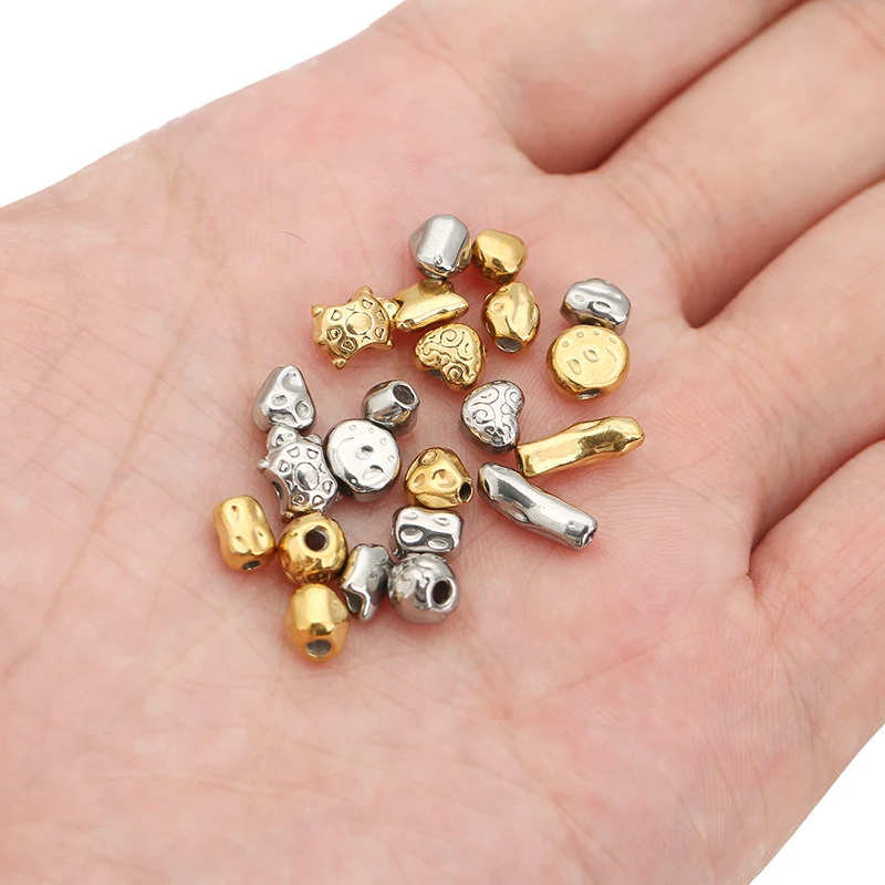 20pcs Stainless Steel Turtle Irregular Retro Baroque Spacer Beads for DIY Bracelet Necklace Jewelry Making Loose Bead Finding