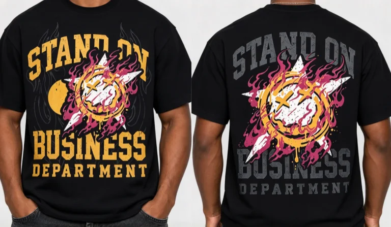 2026 new Best-Seller Trending Flame Star Stand On Business Oversized Short Sleeve T-Shirt Streetwear Enthusiasts Daily Wear Item