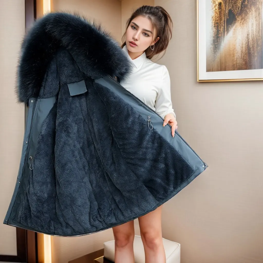 

Women's Cotton-Padded Coat Mid-Length Warm Thickened down Winter Fashion Casual Outerwear for Ladies