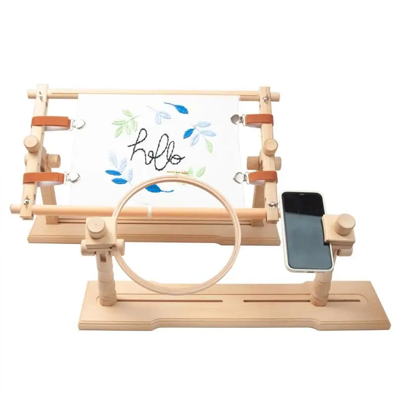 

Embroidery Hoop Stand Rotated Cross Stitchs Stand Lap Easy to Use Natural Beech Wood Embroidery Hoop Holder Sewing Craft