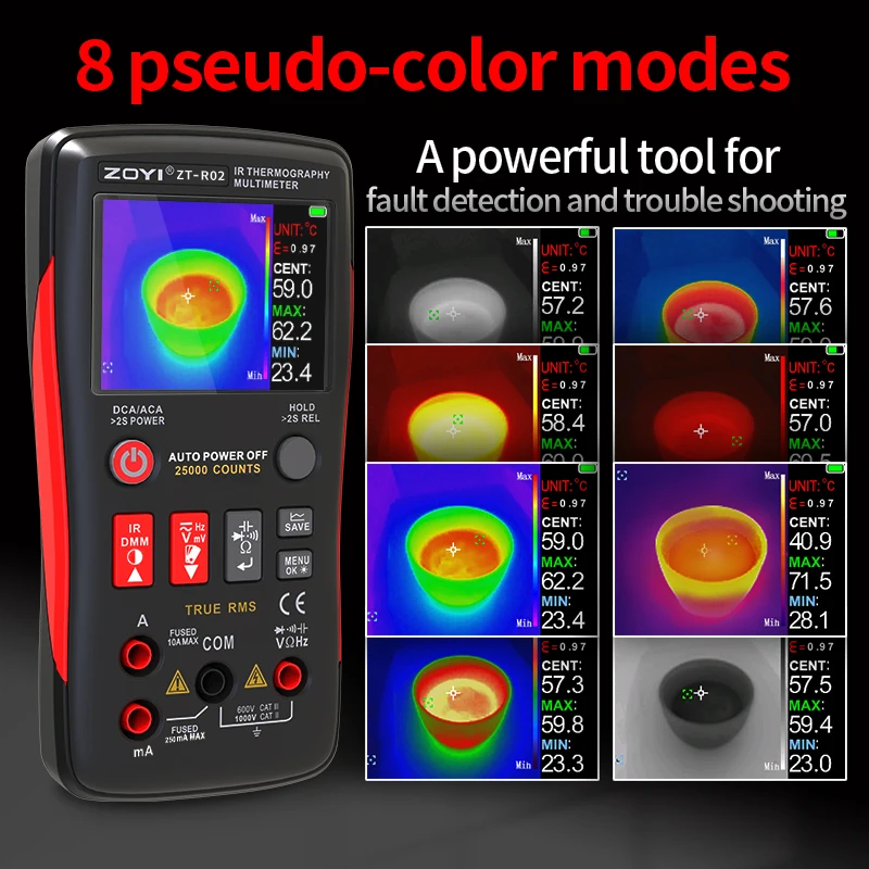 ZOYI R02 Infrared Thermal Imager 240*240 & 25000-Count Multimeter, for Leak Detection, Portable Electronic Maintenance
