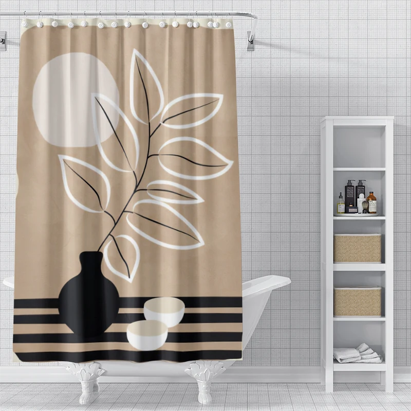 Home shower curtains for bathroom waterproof fabric Modern Nordic style bathroom Curtains shower curtain Abstract morandi plant