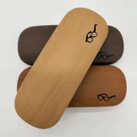 High Quality Wood Grain Hard Hard Shell Glasses Case,Eye Glass Carry Case for Men Women PU Leather Eyeglass Box Holder