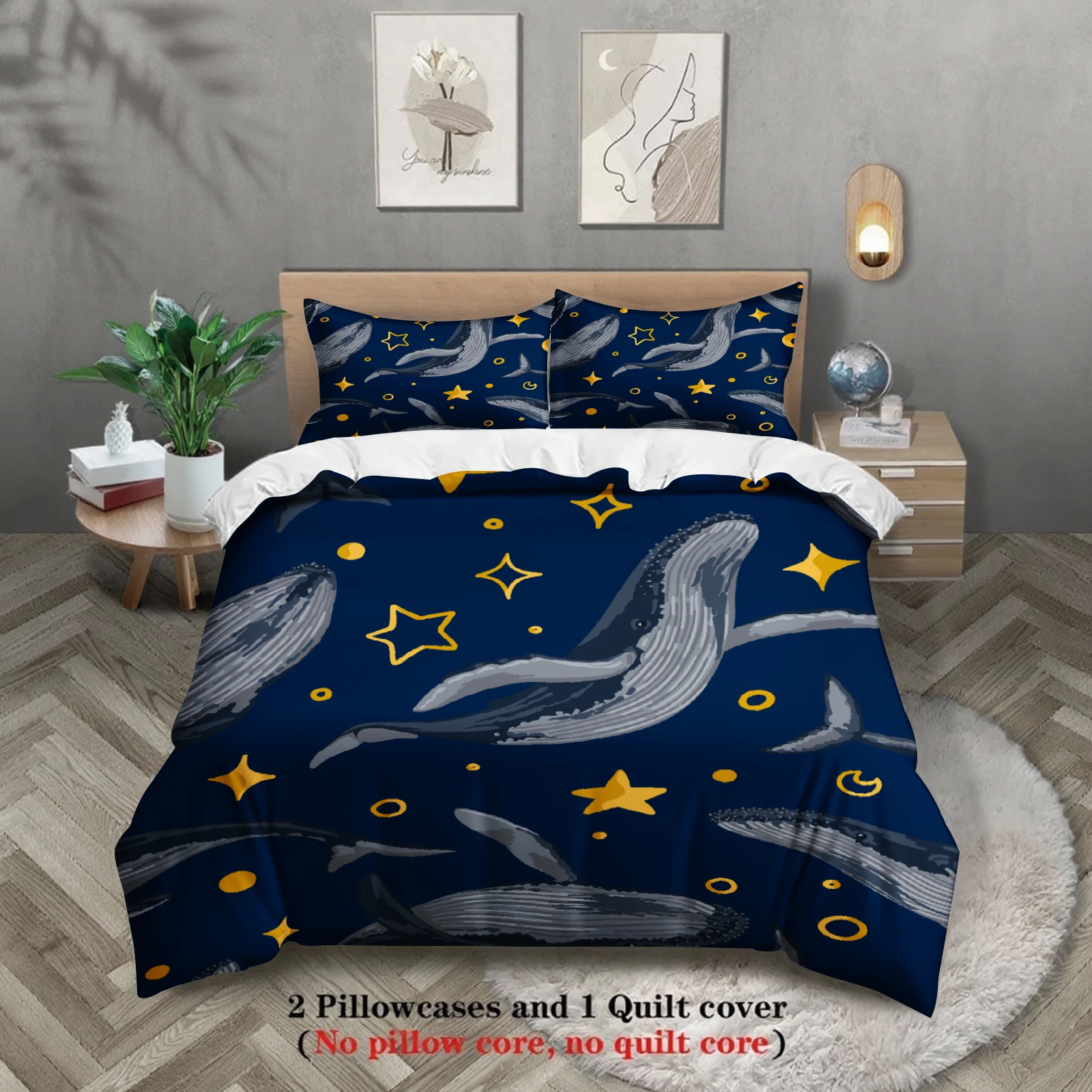 3pcs Floral Bedding Sets 3D Printed Pink Flowers Black White Stripes Duvet Cover Sets With Pillowcases No Filling