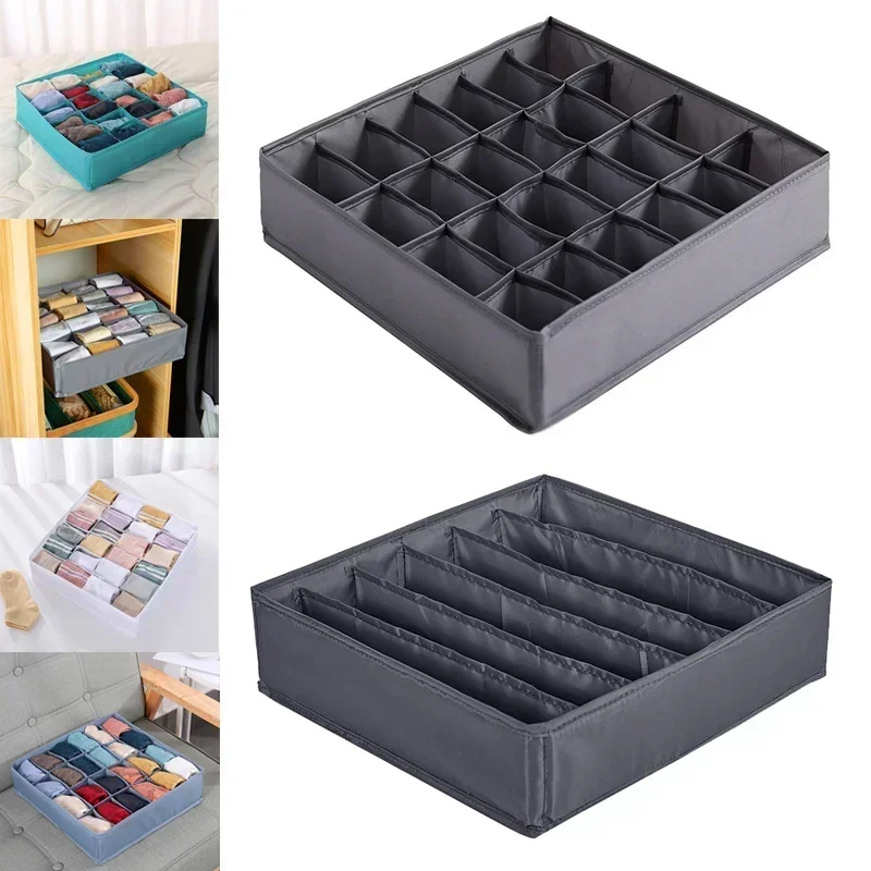 24 Grids Sock Storage Underwear Organizer Boxs Foldable Cabinet Drawer Organizers Clothes Closets Underpants Bra Storage Box