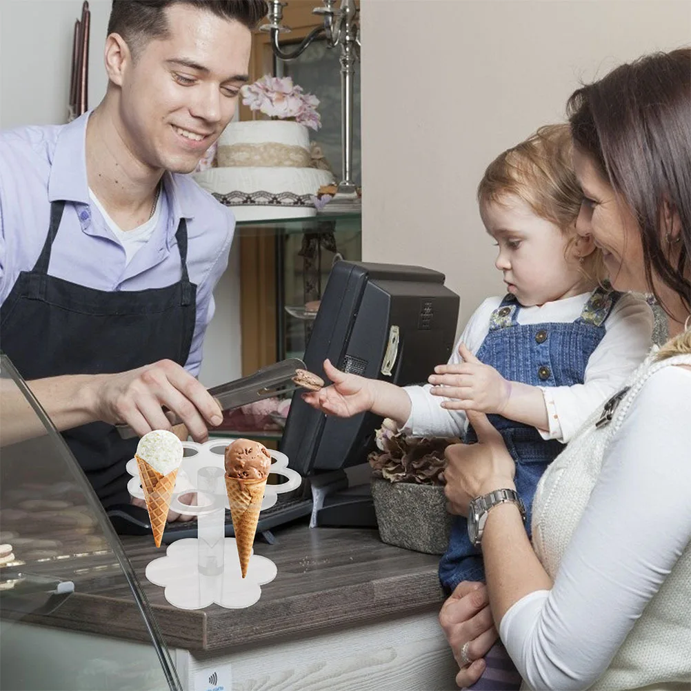 

2pcs Ice Cream Cone Holder Transparent Acrylic Display Stand For Parties Events Ice Cream Shops Sushi Dessert Rack Storage
