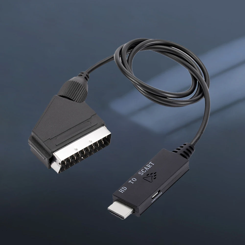 HD 1080p HDMI-Compatible to Scart Converter Scart to HDMI-Compatible Input Output Audio Video Cable Adapter for HDTV/DVD