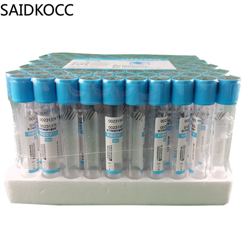 Imagem -03 - Recipiente de Coleta de Amostra de Sangue Tubo de Coleta a Vácuo Vidro Estéril 10 ml com Aditivos Soda Citrato 1:9 100 pk