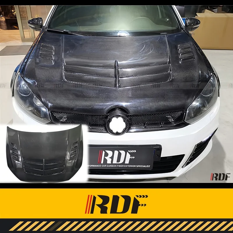 Suitable for VW GOLF MK 6 GTI R20 R Modify Carbon Fiber Varis Engine Hood Cover Replace Bonnet With Vents Perforated Body Kit