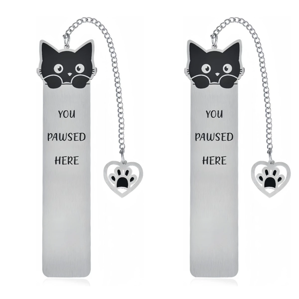 2pcs Creative Cat Waving Design With Stainless Steel Text Bookmark Giving The Best Reading Blessings Gifts For Book Lovers
