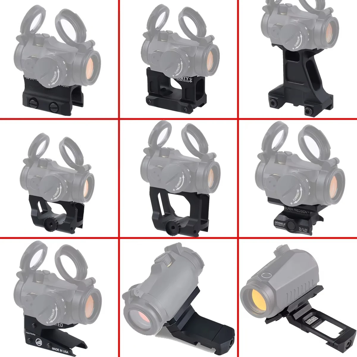 UNITY Tactical Fast Riser Mount DD For Aimpoint T1 T2 Red Dot Sight Optics Bracket Mount Fit 20mm Picatinny Rail