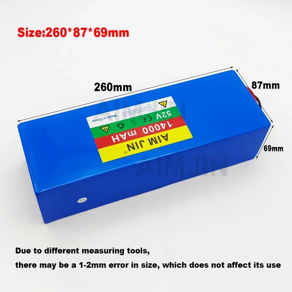 18650 Lithium Battery with BMS for Balance Car, Bike, Scooter, Tricycle 52V 14S4P battery pack 14000mah