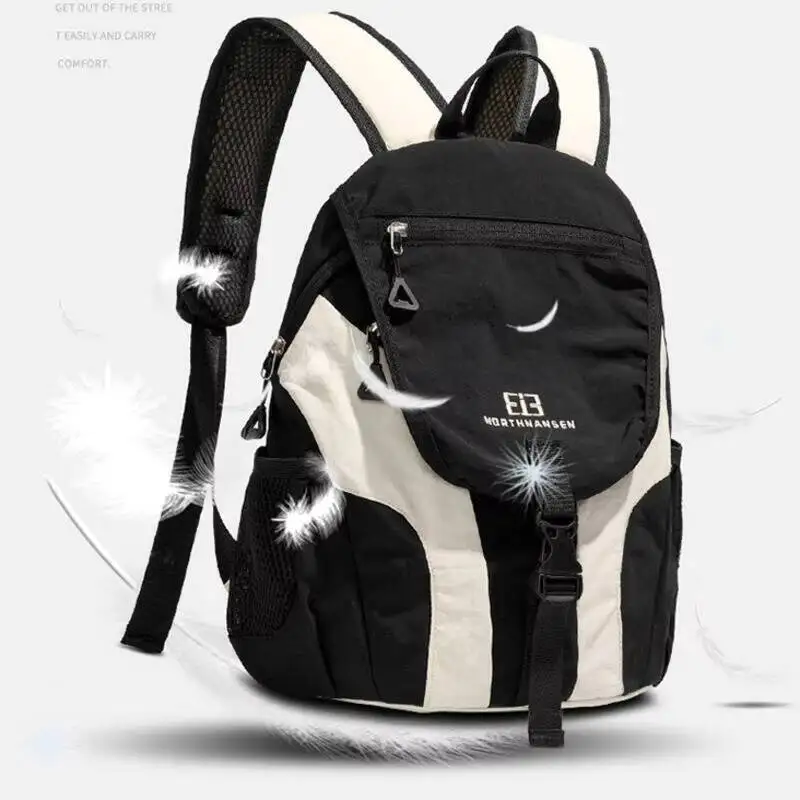 حقيبة ظهر ذات ألوان متعددة من النايلون المقاوم للماء مع جيوب جانبية شبكية بإبزيم قابل للتنفس وأشرطة قابلة للتعديل للسفر أثناء التنقل اليومي #3