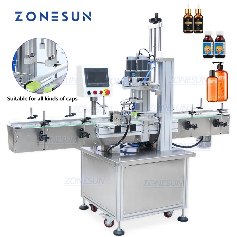 ZONESUN Automatic Linear Hand Gel Glass Jar Capping Machine Sprayer Liquid Bottle Caps Screw Capper ZS-XG16