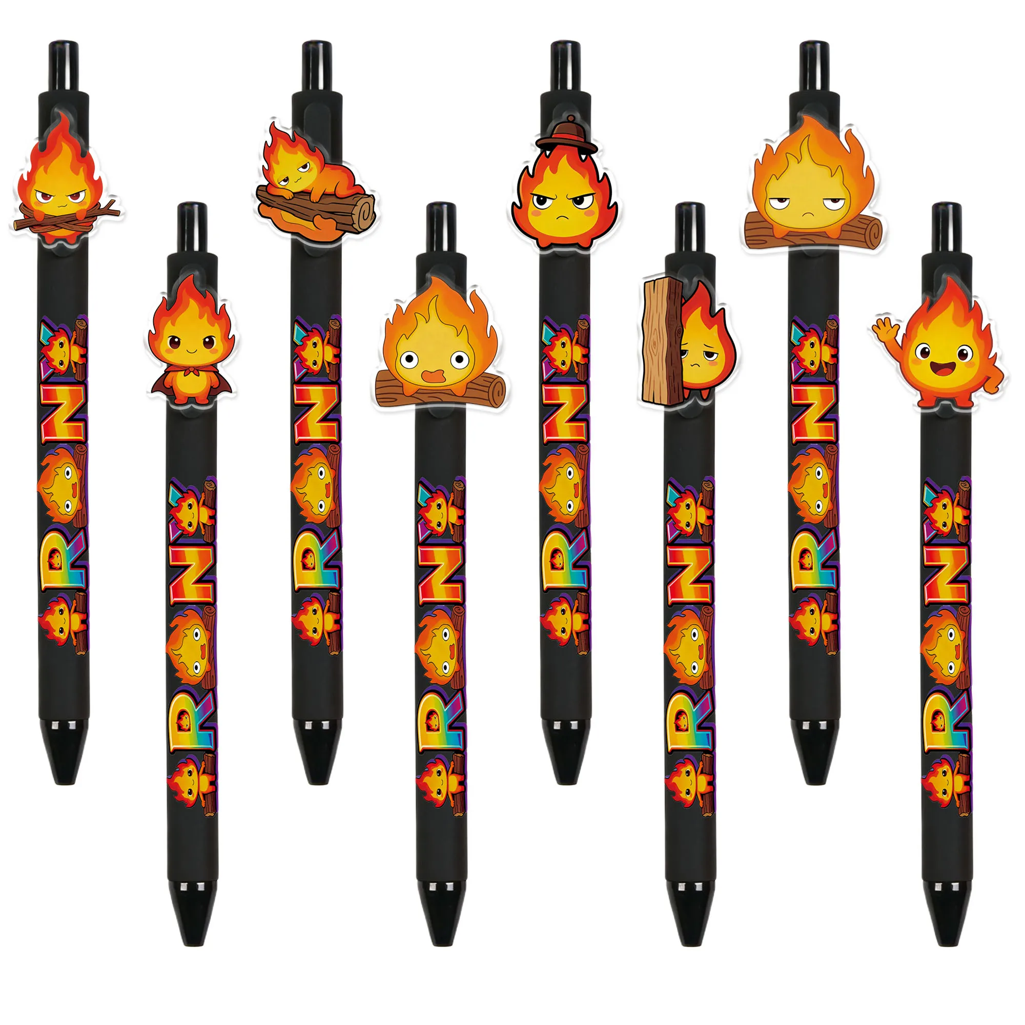 

8 штук / 15 штук креативных шариковых ручек в форме пламени с тематикой огненного элемента, кнопочные ручки.
