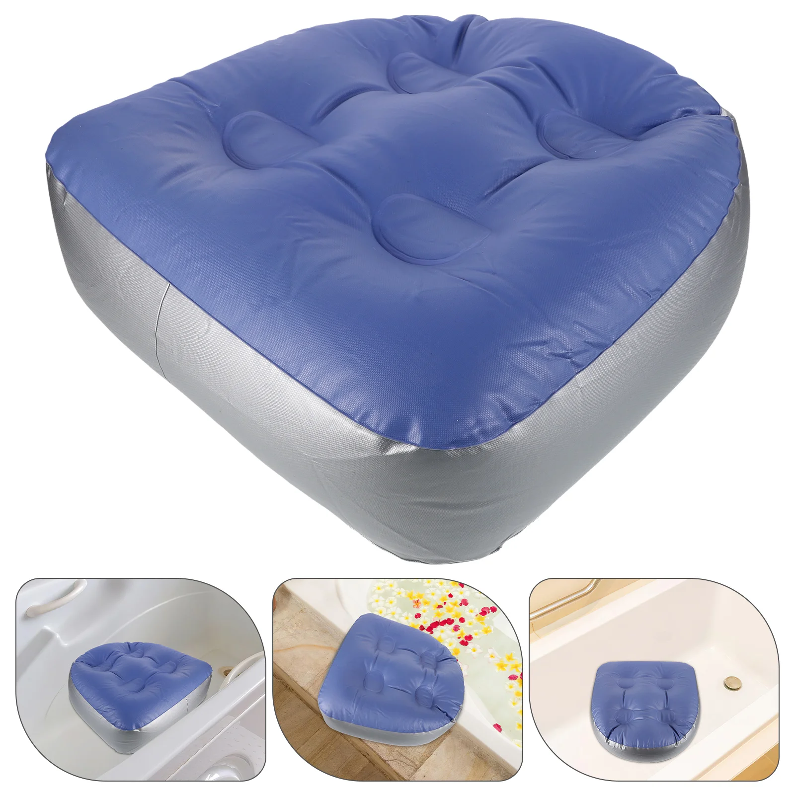 

2pcs Inflatable Bath Thickened Bathtub Seat Cushion Portable Foldable Shower Bench Cushion Suction Cups Adjustable Inflation For
