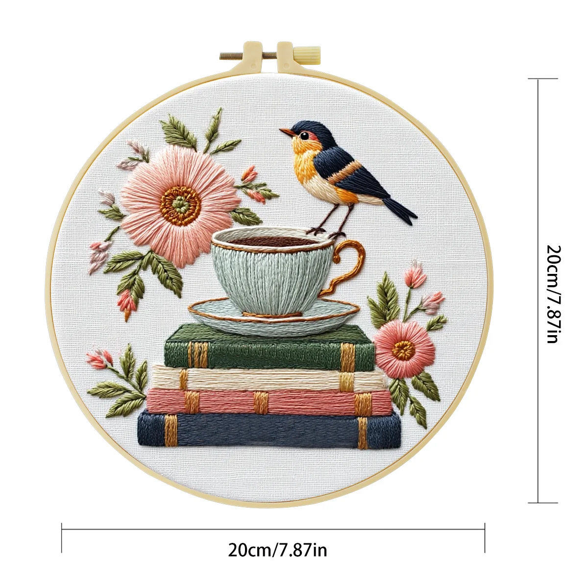 1 Stück 20X20CM/15X15CM 7,87/6,3 Zoll Buch-Vogel-Tasche Stickerei-Starter-Kit DIY-Kit DIY-Stickerei-Kit Handarbeiten Nähkunst – Detail 5