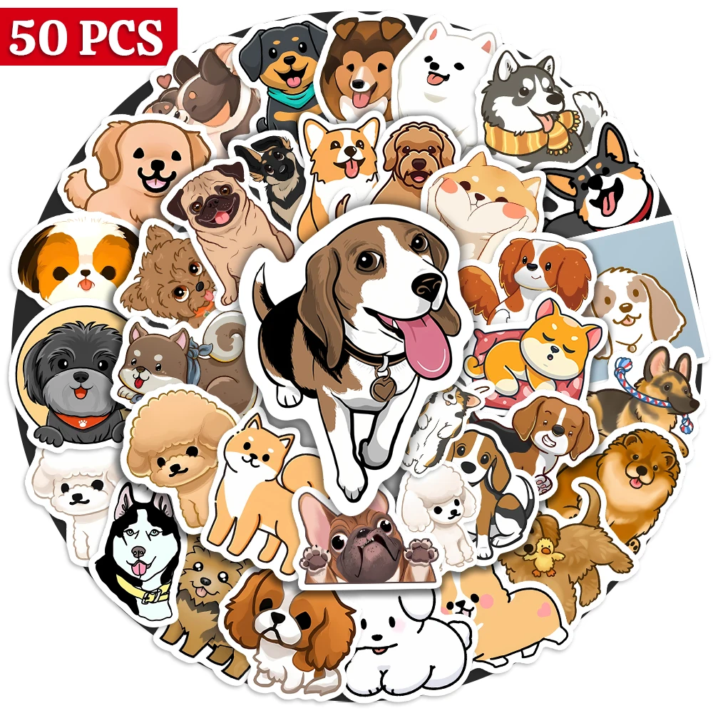 Kawaii Mixed Cartoon Dog Stickers Cute Animals DIY Toys Skateboard Laptop Cup Bike Motorcycle Phone Luggage Kids PVC Waterproof