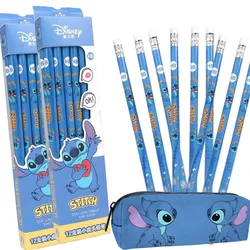 Disney-Stitch Anime Figures Pencil with Eraser para crianças, desenhos animados bonitos, HB, estudante, meninos, meninas, estudo, papelaria, conjunto 12pcs